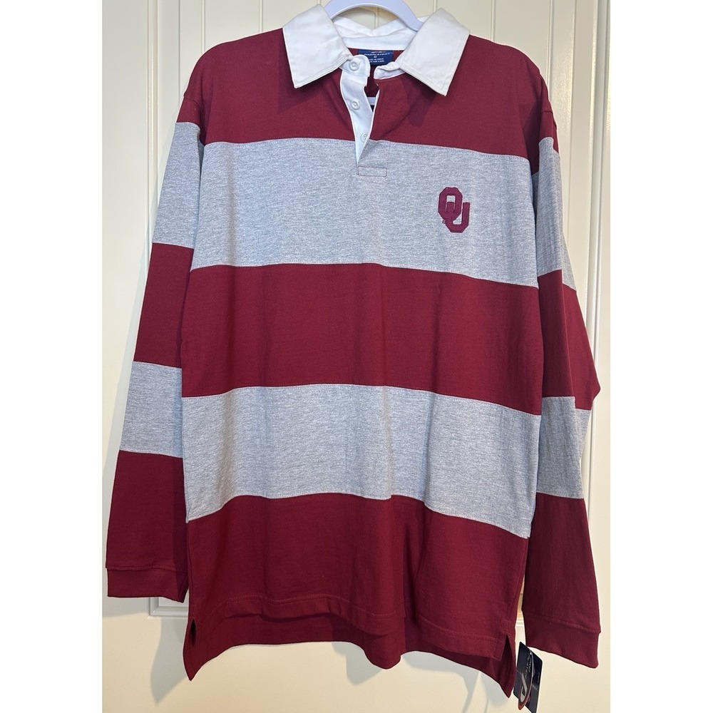New Oklahoma Sooners OU Sz M Rugby Shirt Crimson Blokecore Streetwear Preppy